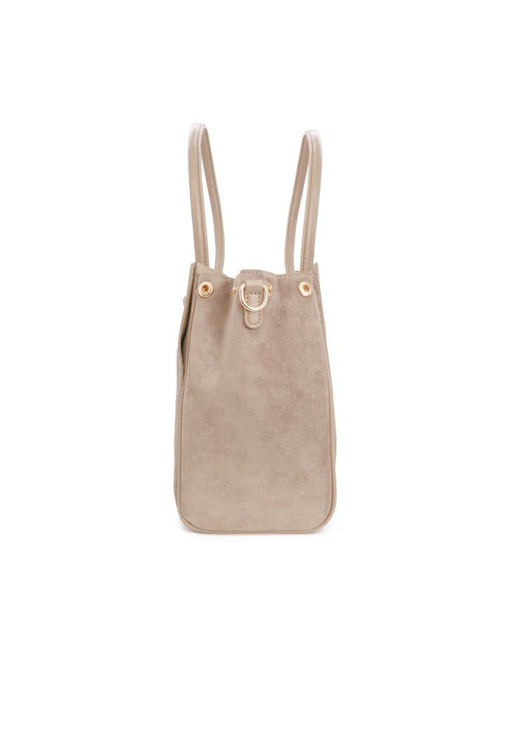 Borsa donna a mano in suede con tracolla e chiusura con fibbia