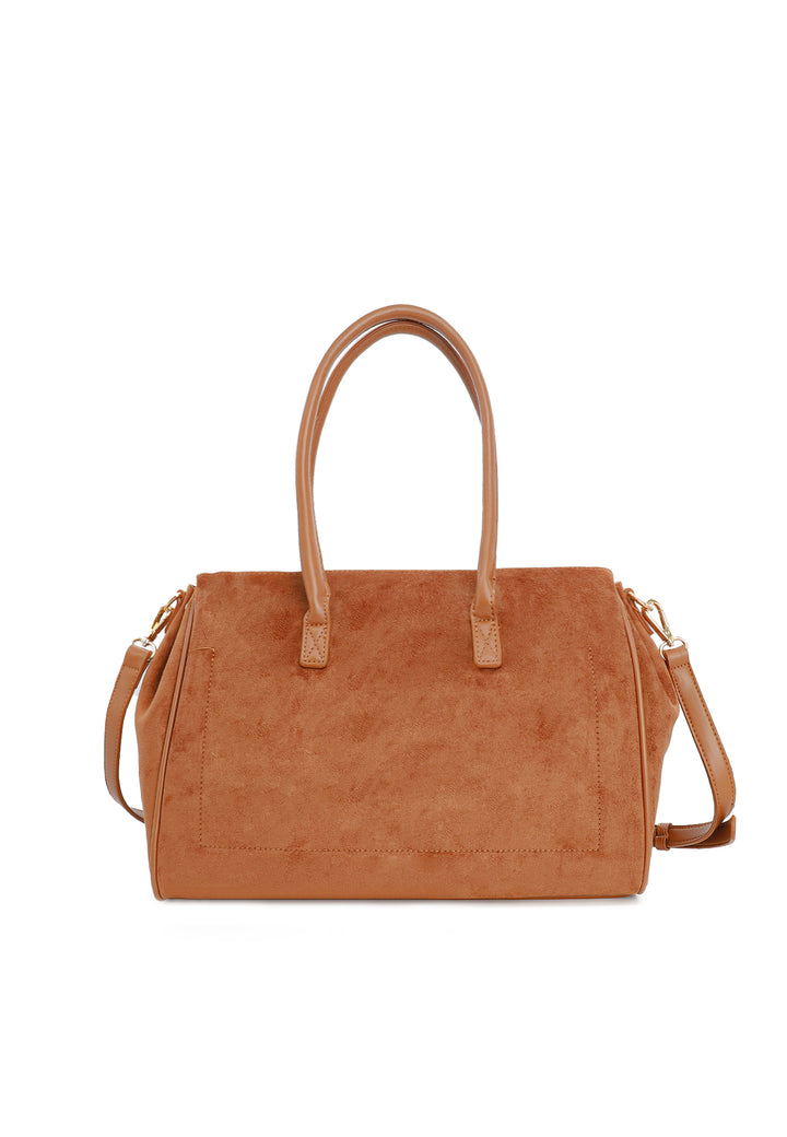 Borsa donna a mano in suede con tracolla e chiusura con fibbia cuoio