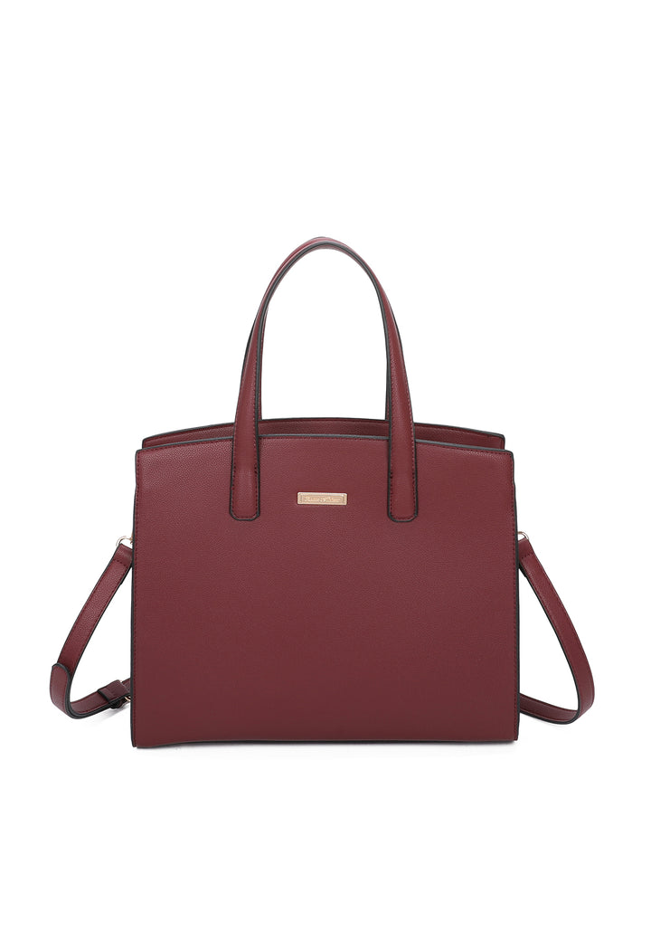 borsa a mano da donna in ecopelle con tracolla colore bordeaux