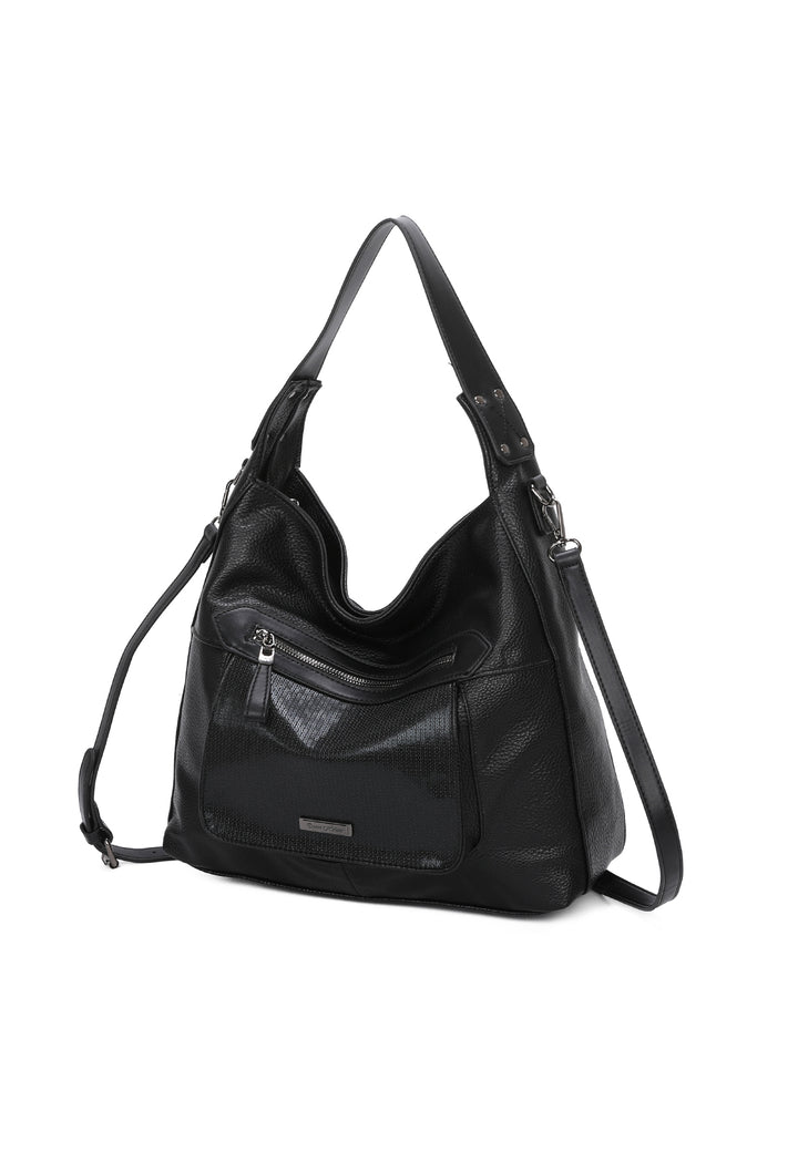 borsa da donna in ecopelle colore nero a mano con tracolla