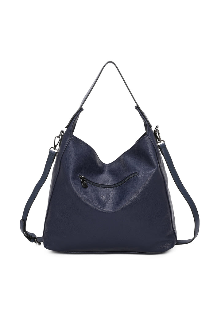 borsa da donna in ecopelle colore blu a mano con tracolla