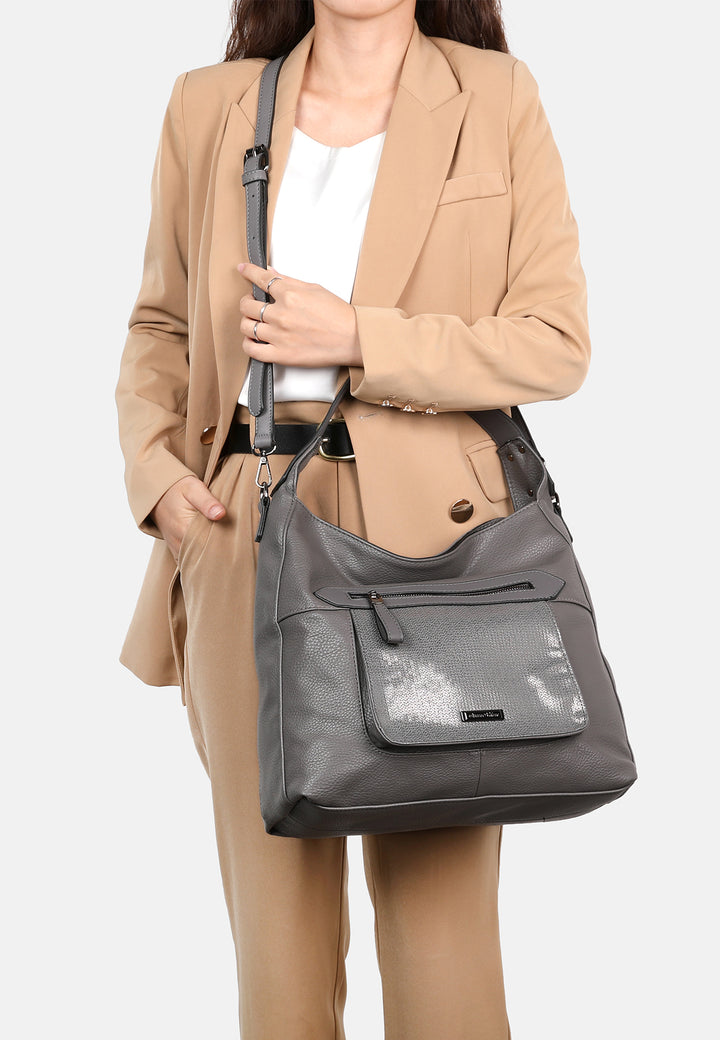 borsa da donna in ecopelle colore grigio a mano con tracolla