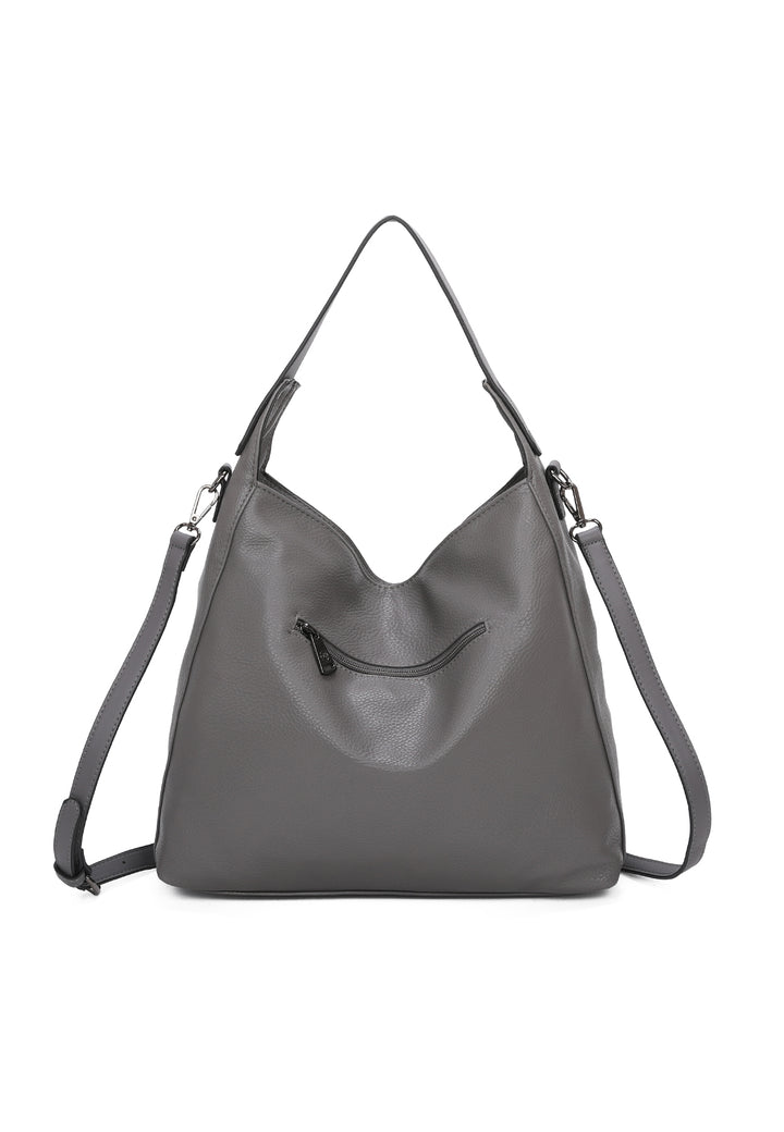 borsa da donna in ecopelle colore grigio a mano con tracolla