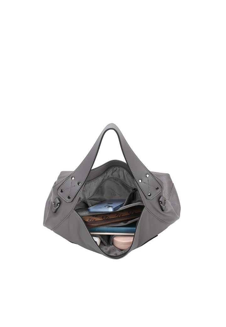 borsa da donna in ecopelle colore grigio a mano con tracolla