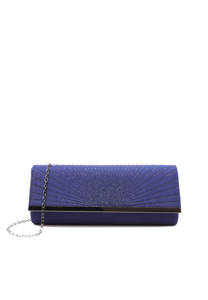 Borsa pochette in ecopelle e brillantini colore blu navy con tracolla