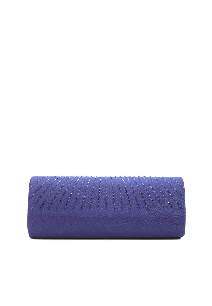 Borsa pochette in ecopelle e brillantini colore blu navy con tracolla