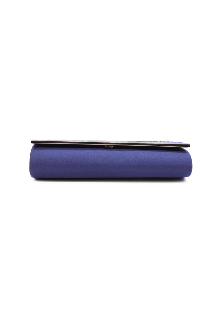 Borsa pochette in ecopelle e brillantini colore blu navy con tracolla