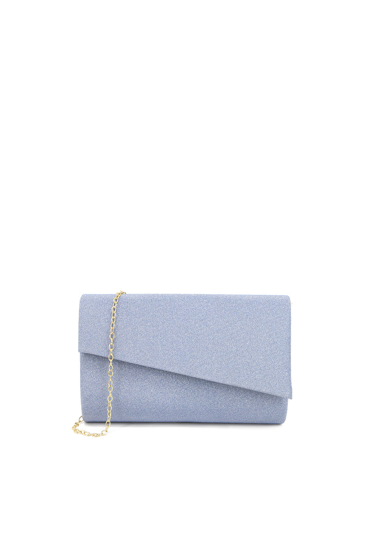 borsa da donna pochette in ecopelle brillantinato colore blu con tracolla