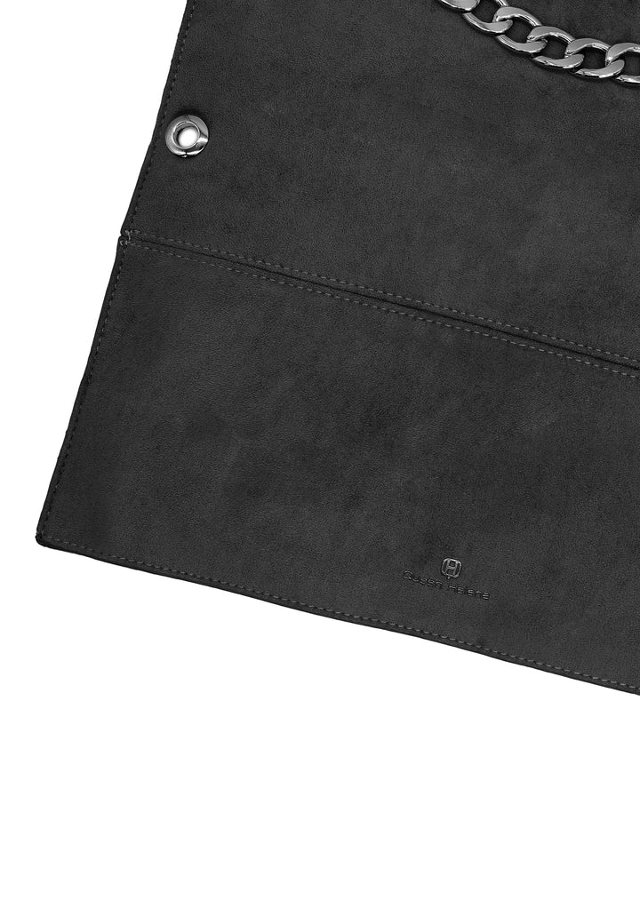 Borsa donna a tracolla in camoscio con catena dorata elegante nera