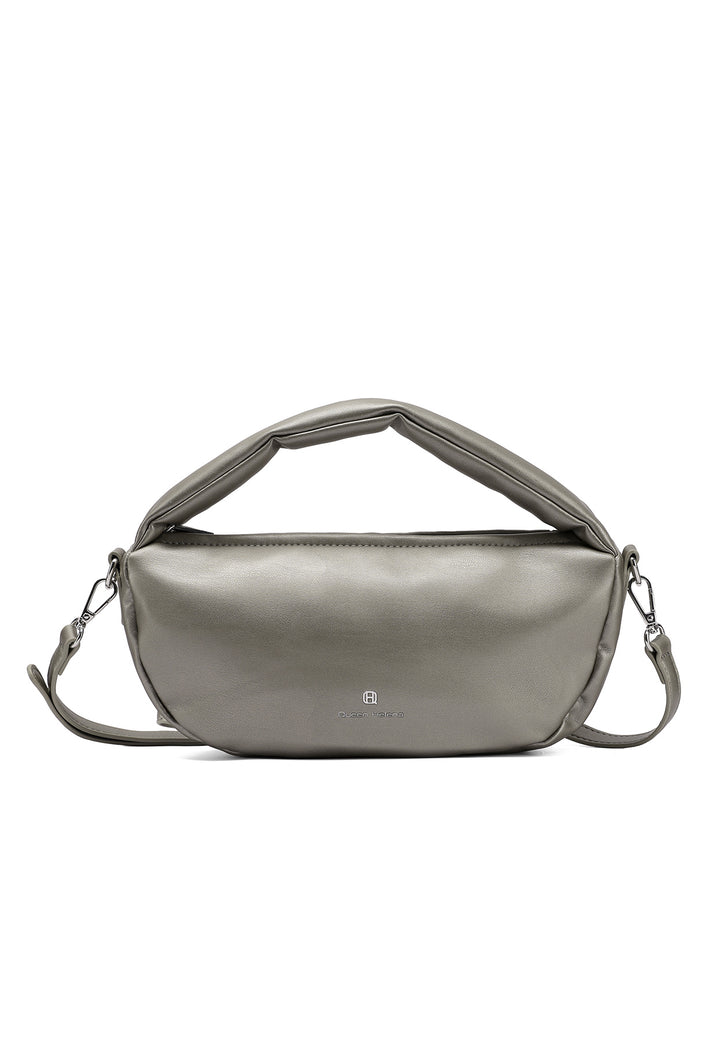 Borsa hobo donna in ecopelle con tracolla argento