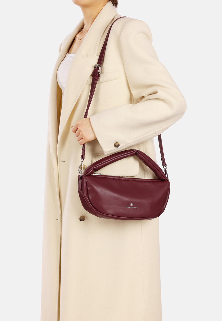 Borsa hobo donna in ecopelle con tracolla bordeaux