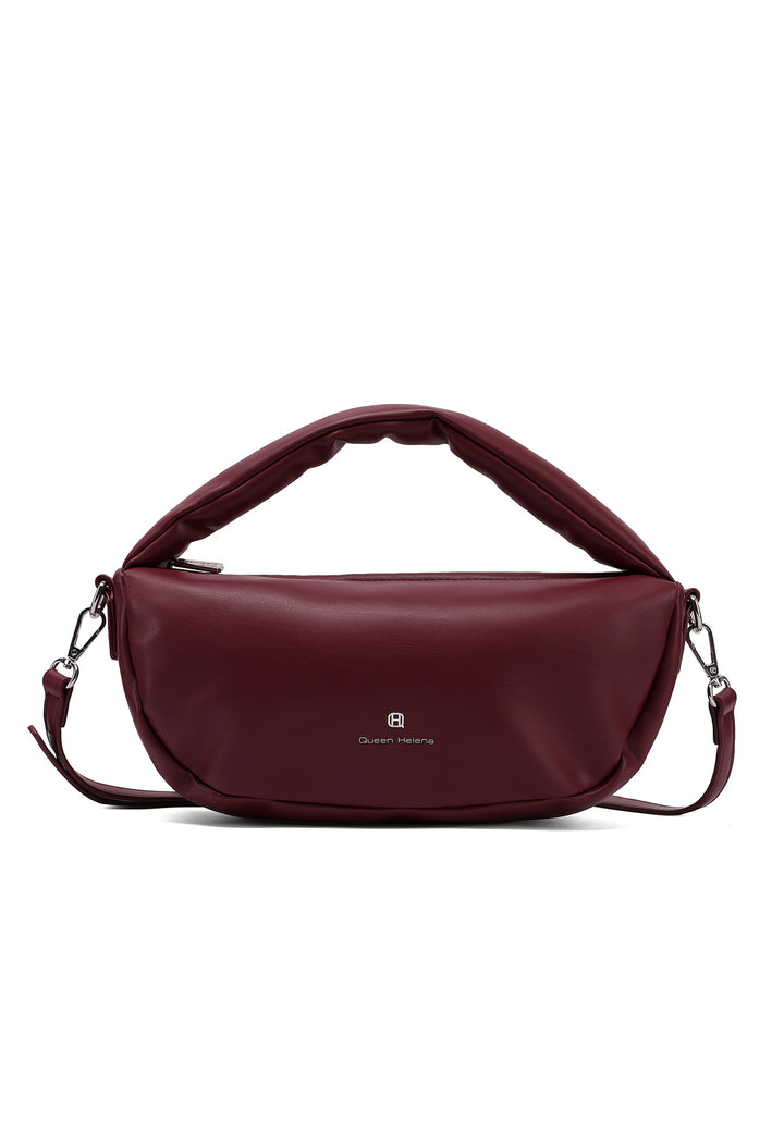 Borsa hobo donna in ecopelle con tracolla bordeaux