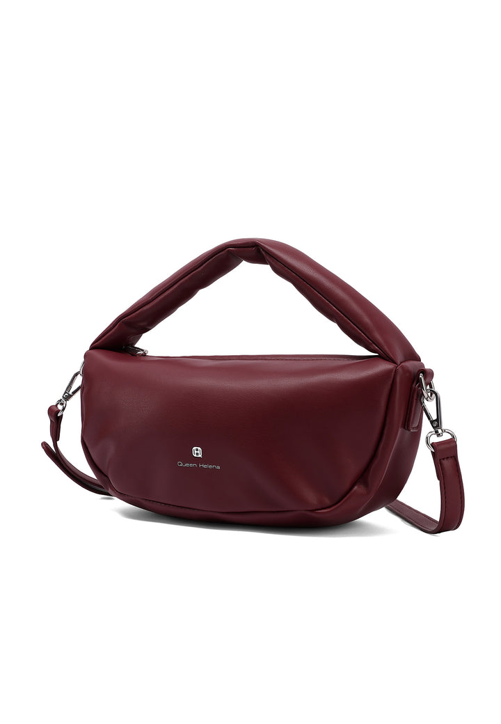 Borsa hobo donna in ecopelle con tracolla bordeaux