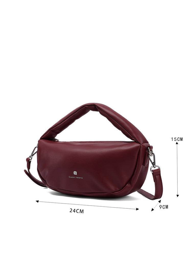 Borsa hobo donna in ecopelle con tracolla bordeaux