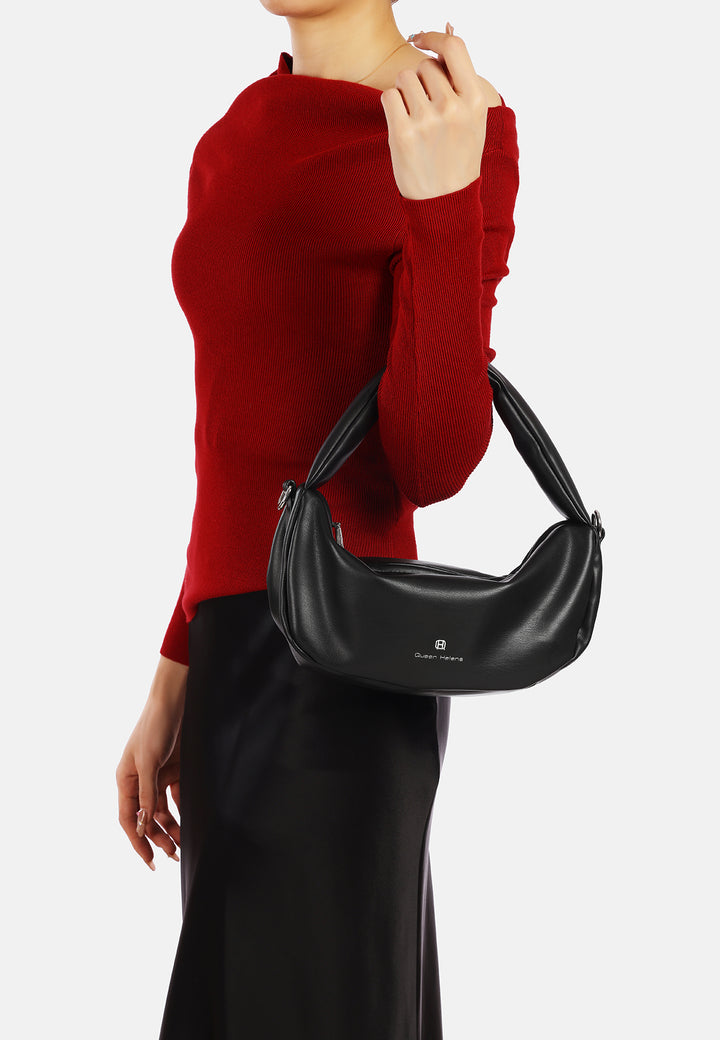 Borsa hobo donna in ecopelle con tracolla nera