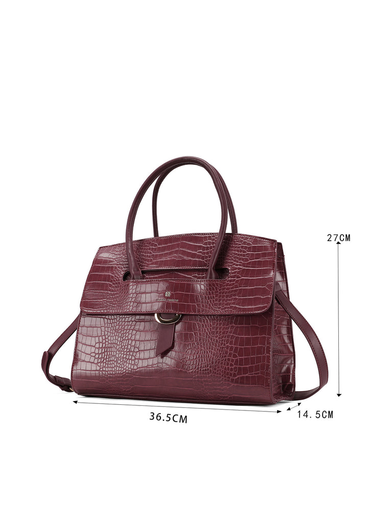 Borsa a mano con effetto coccodrillo e tracolla regolabile