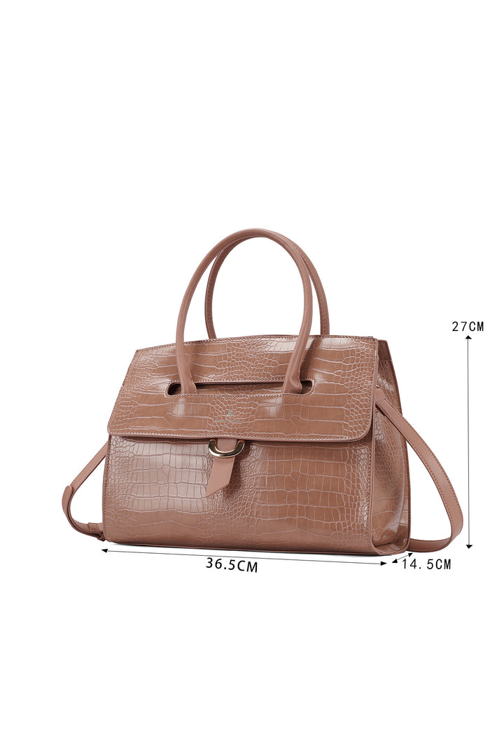 Borsa a mano con effetto coccodrillo e tracolla regolabile