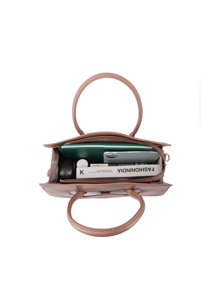 Borsa a mano con effetto coccodrillo e tracolla regolabile