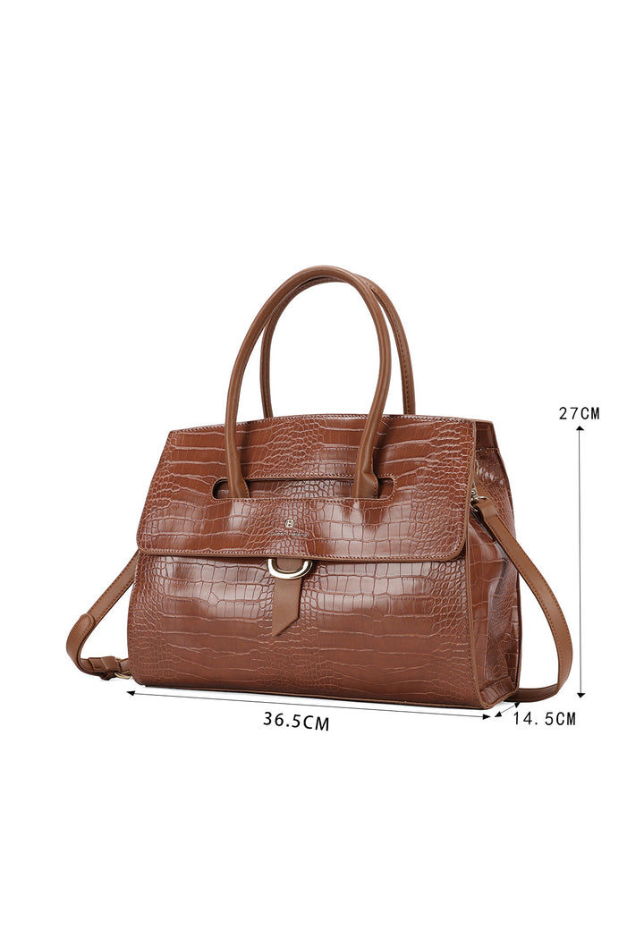 Borsa a mano con effetto coccodrillo e tracolla regolabile