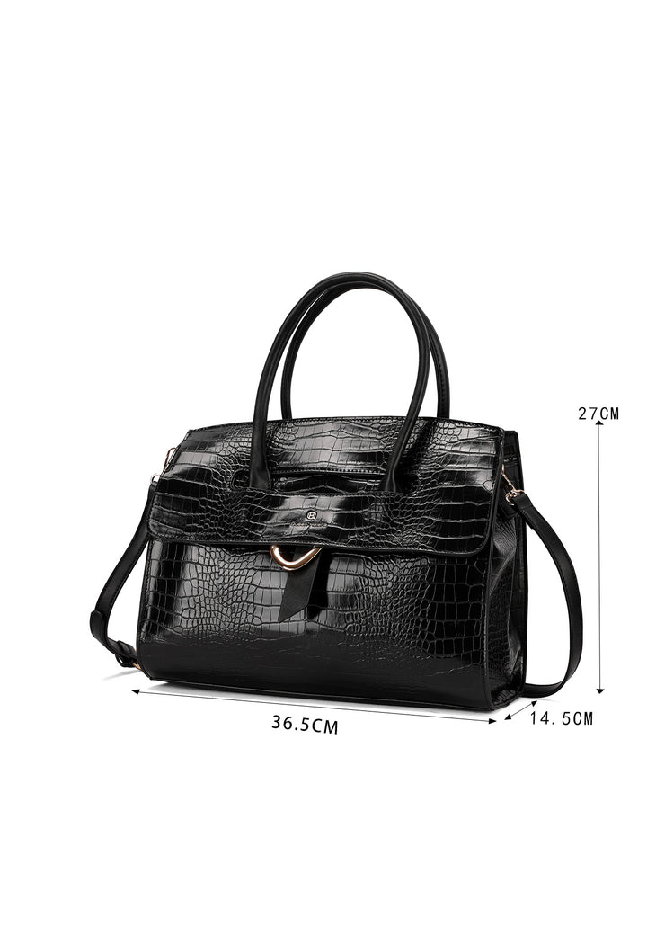 Borsa a mano con effetto coccodrillo e tracolla regolabile