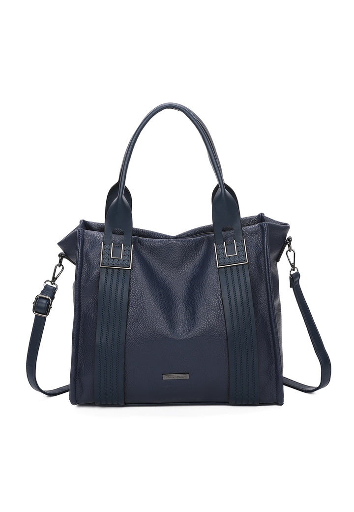 Borsa a mano da donna in ecopelle blu con tracolla 