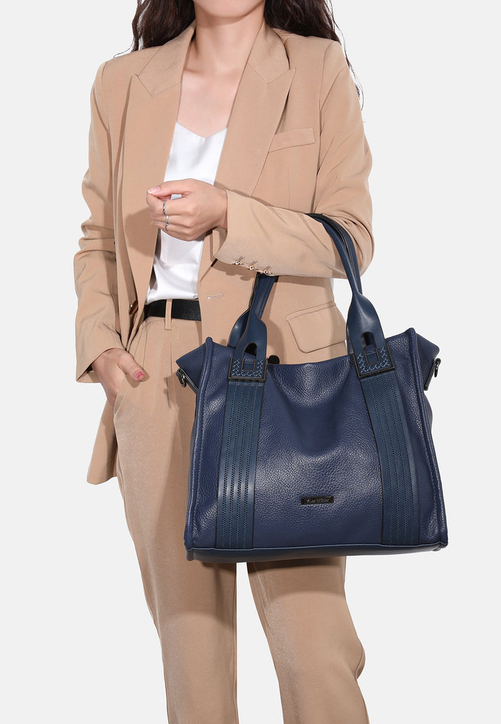 Borsa a mano da donna in ecopelle blu con tracolla 