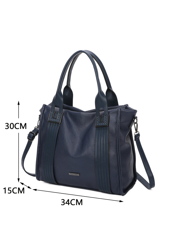 Borsa a mano da donna in ecopelle blu con tracolla 