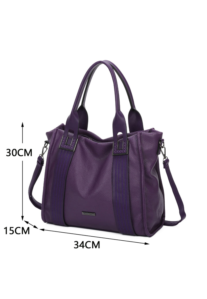 Borsa a mano da donna in ecopelle viola con tracolla 