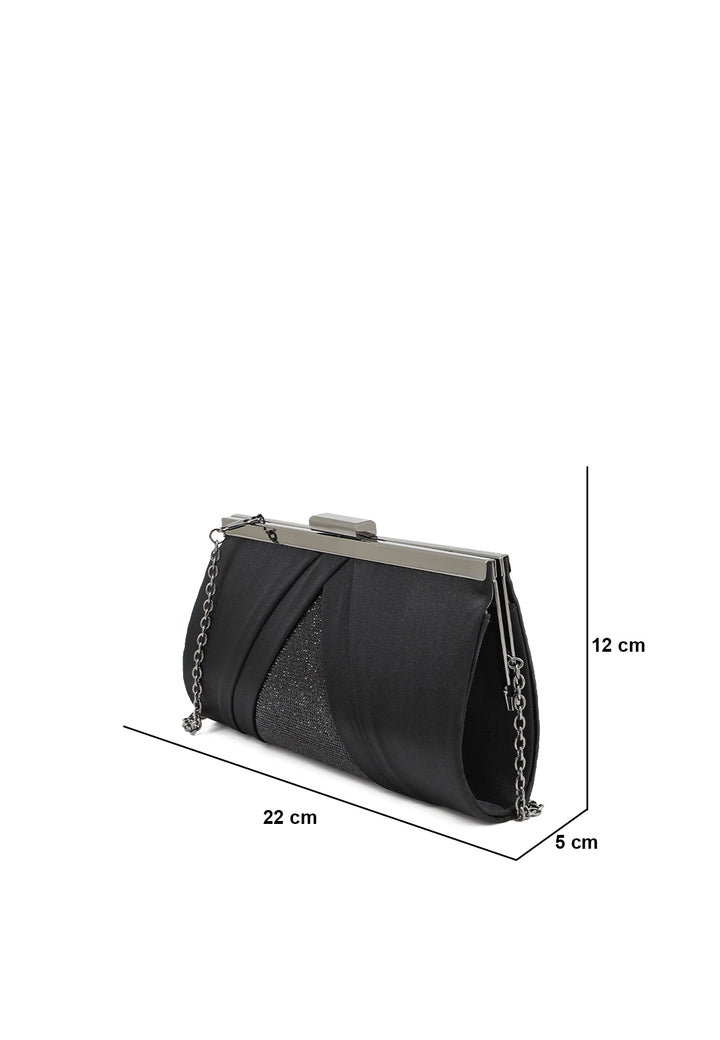 borsa pochette in ecopelle colore nero con tracolla