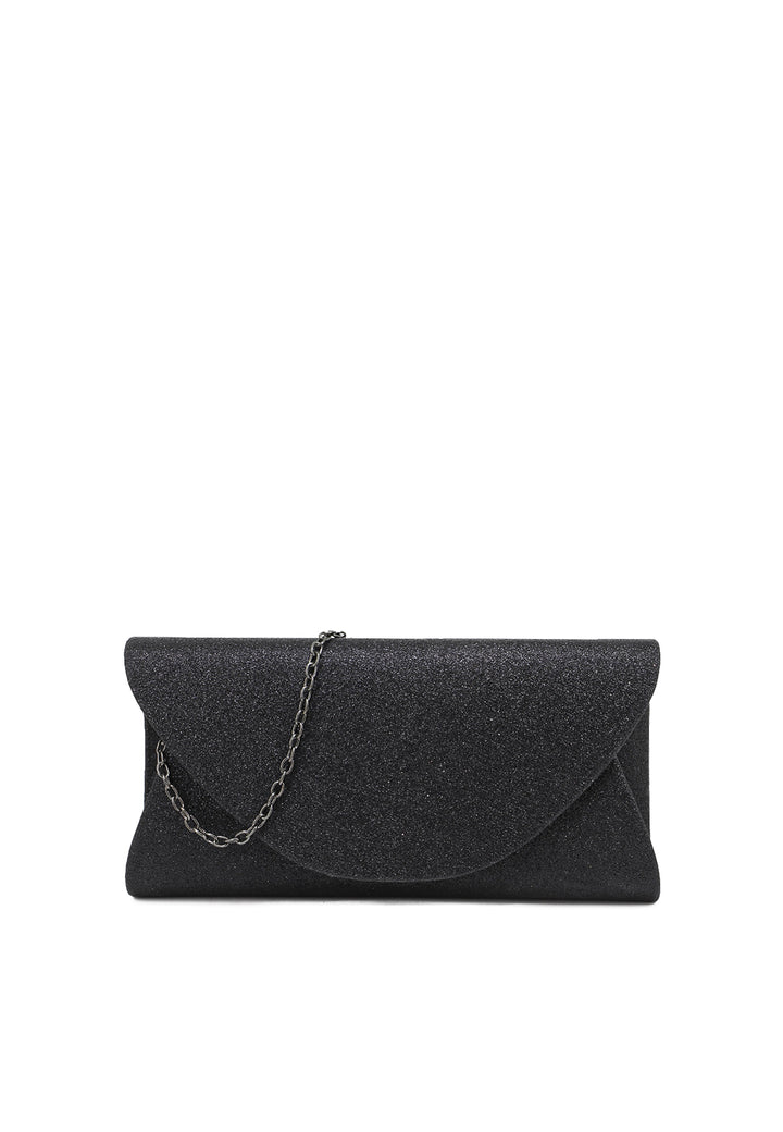 Borsa pochette colore nero con brillantini e tracolla