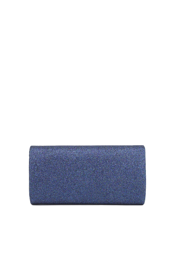 Borsa pochette colore blu con brillantini e tracolla