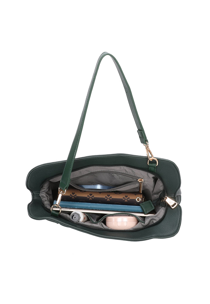 Borsa da donna a spalla in ecopelle verde con tracolla