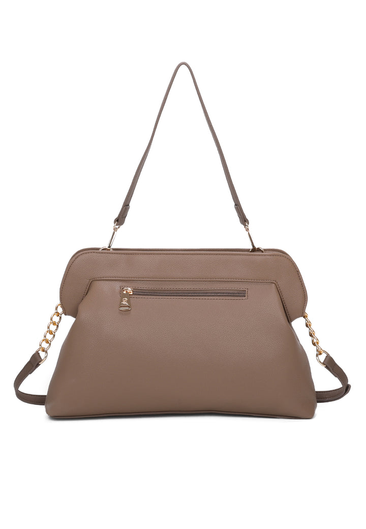 Borsa da donna a spalla in ecopelle khaki con tracolla