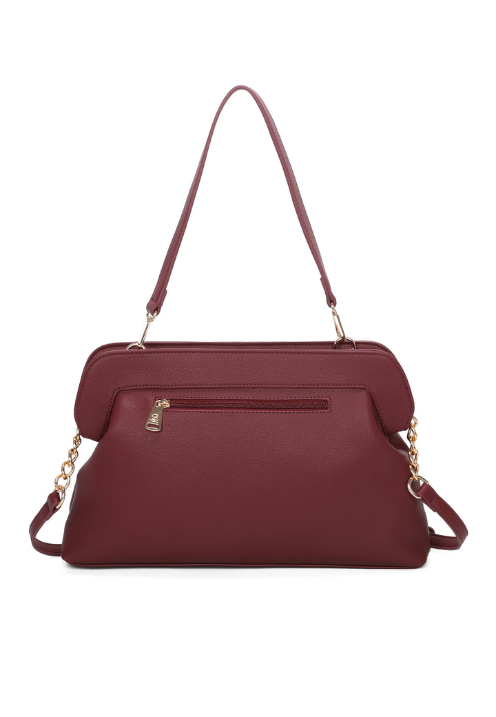 Borsa da donna a spalla in ecopelle bordeaux con tracolla