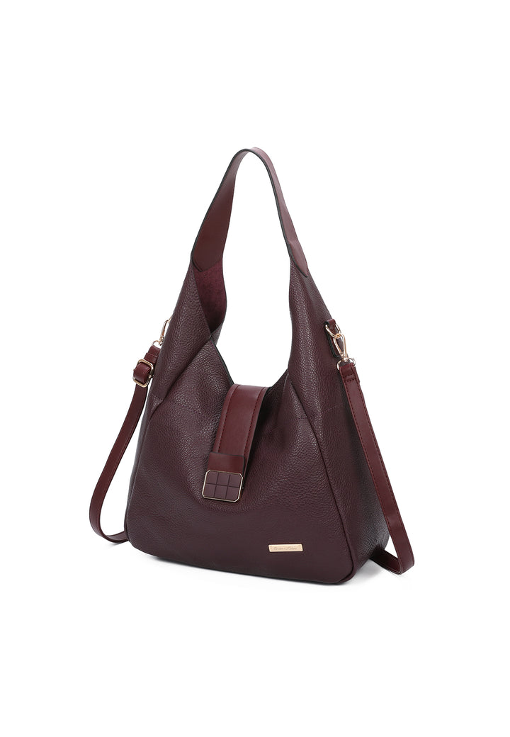 borsa a spalla da donna in ecopelle bordeaux con tracolla