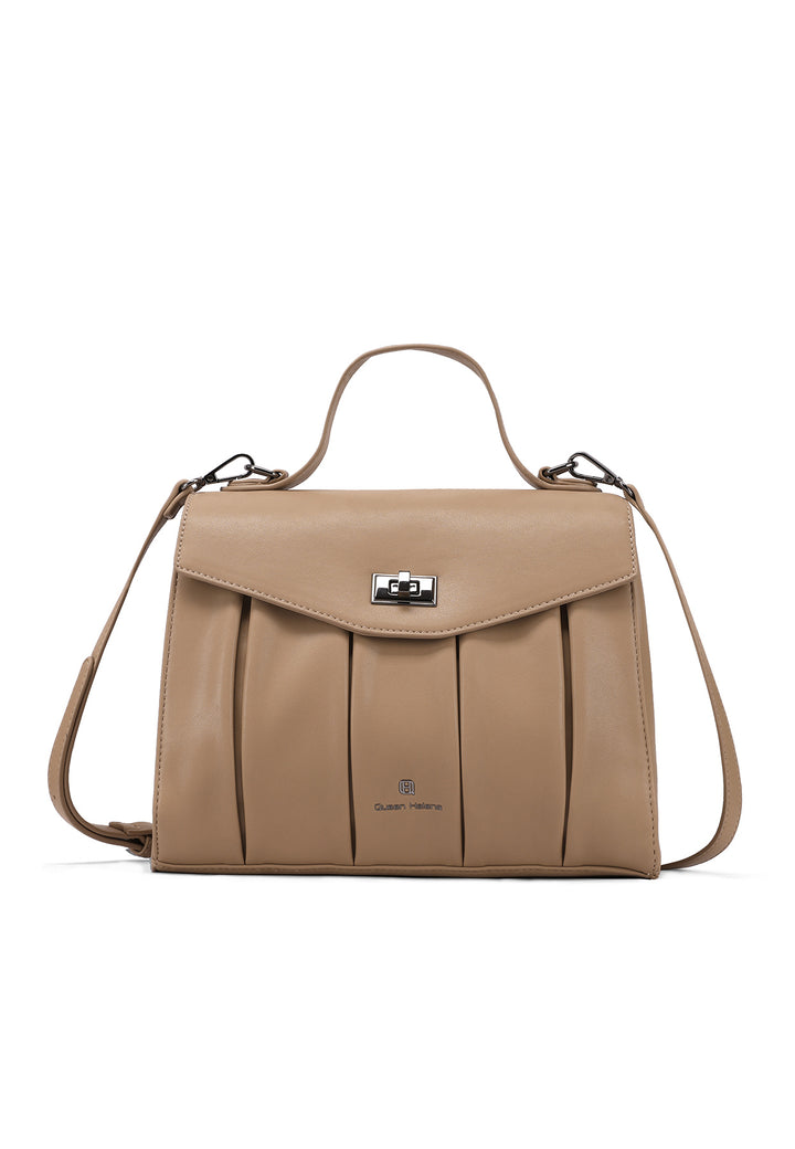 borsa a tracolla con chiusura a scatto, in ecopelle