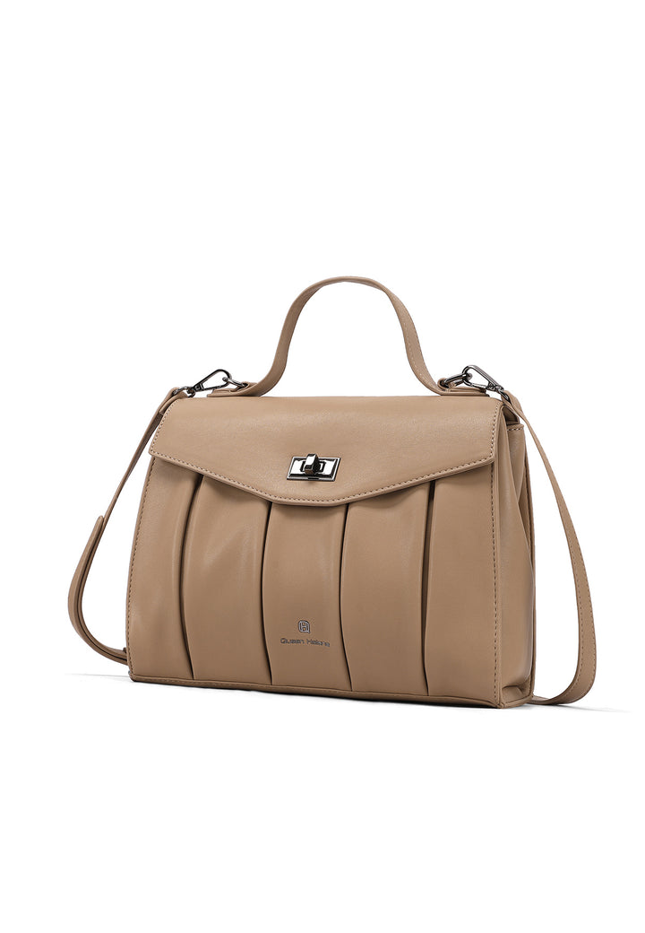 borsa a tracolla con chiusura a scatto, in ecopelle