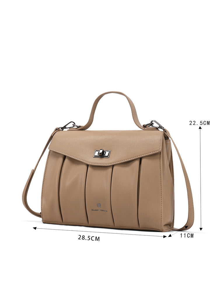 borsa a tracolla con chiusura a scatto, in ecopelle