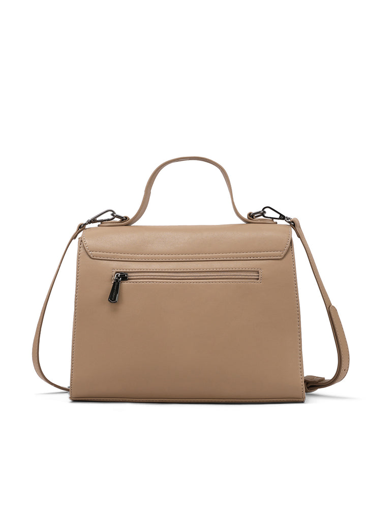 borsa a tracolla con chiusura a scatto, in ecopelle