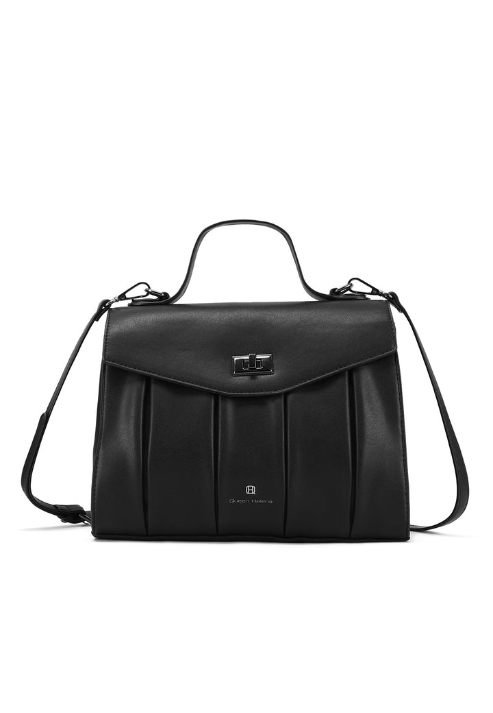 borsa a tracolla con chiusura a scatto, in ecopelle