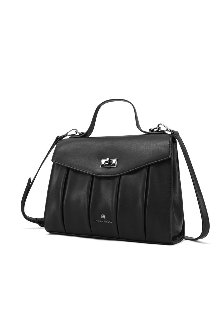 borsa a tracolla con chiusura a scatto, in ecopelle