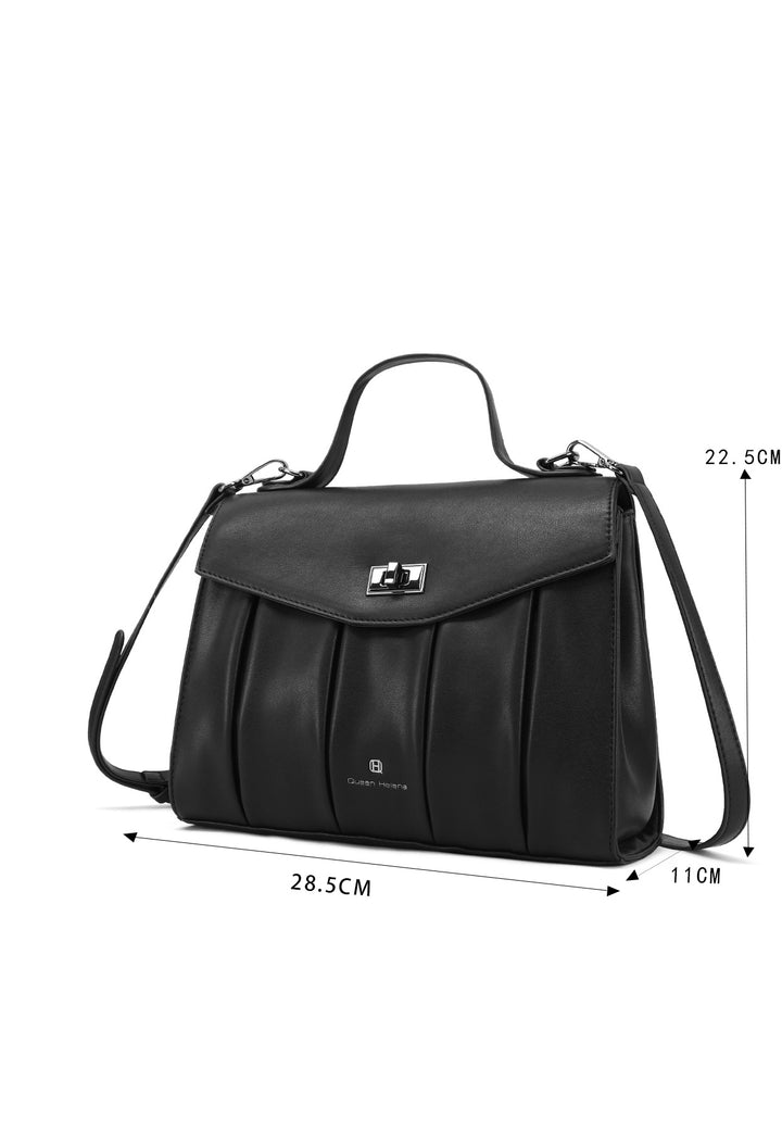 borsa a tracolla con chiusura a scatto, in ecopelle