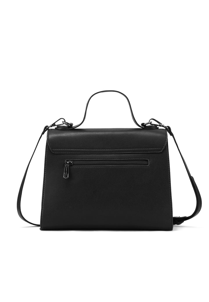 borsa a tracolla con chiusura a scatto, in ecopelle