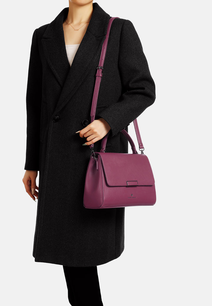 borsa vintage con manico e tracolla applicabile, in ecopelle