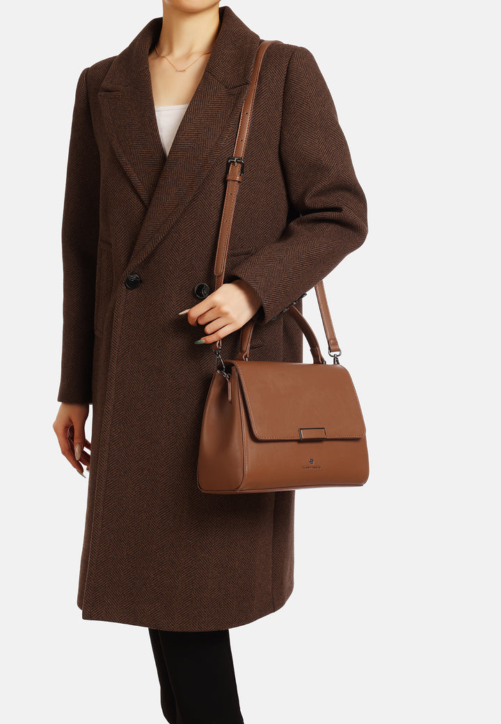 borsa vintage con manico e tracolla applicabile, in ecopelle