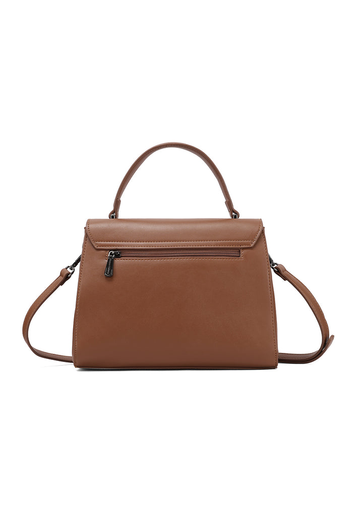 borsa vintage con manico e tracolla applicabile, in ecopelle