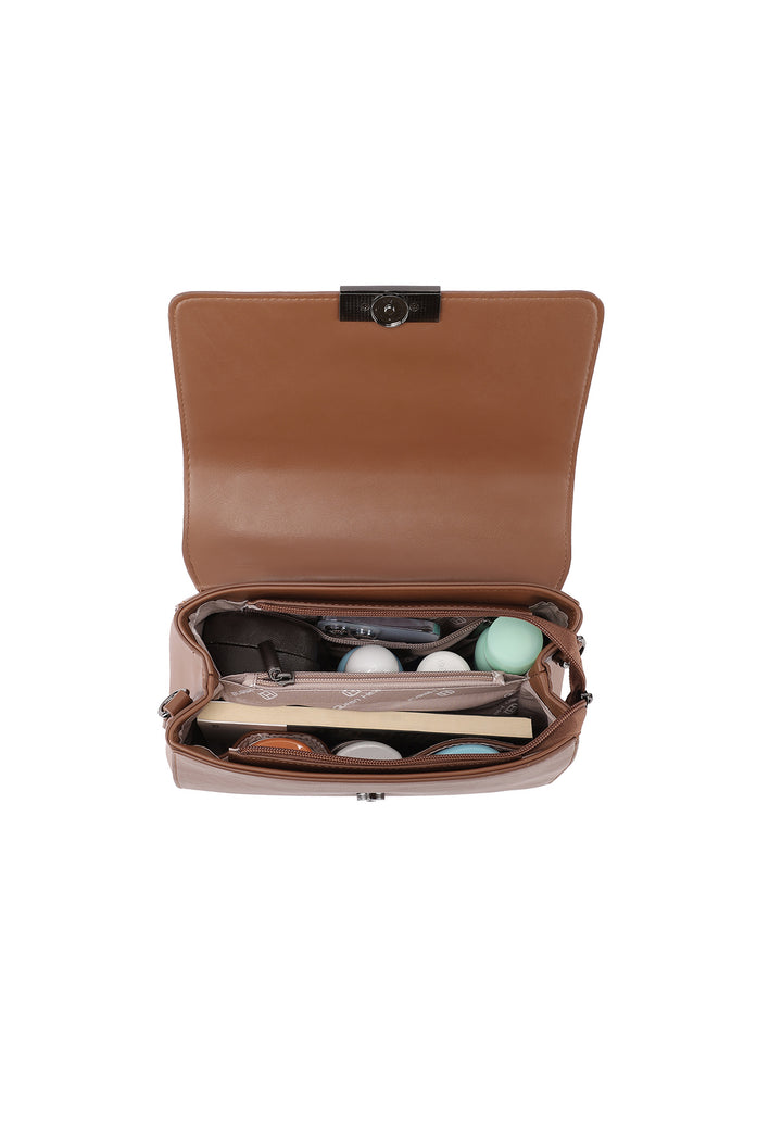 borsa vintage con manico e tracolla applicabile, in ecopelle