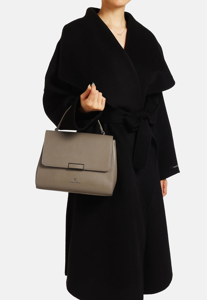 borsa vintage con manico e tracolla applicabile, in ecopelle