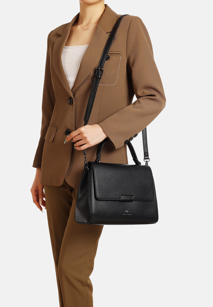 borsa vintage con manico e tracolla applicabile, in ecopelle