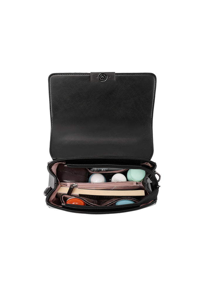 borsa vintage con manico e tracolla applicabile, in ecopelle